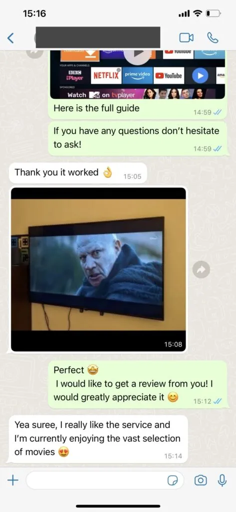 WhatsApp-skärmbild för kundaktivering 1